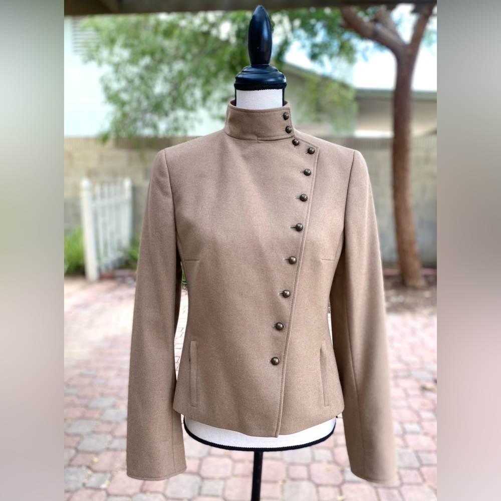 Akris Punto camel color wool angora military style jacket- Small/6 - Picture 2 of 9